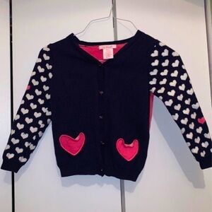 Lilly Wicket heart cardigan button front sweater white pink